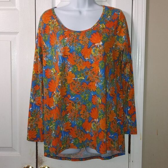 Lularoe Irma Tunic orange blue shirt Sz M  NWOT - Picture 1 of 4